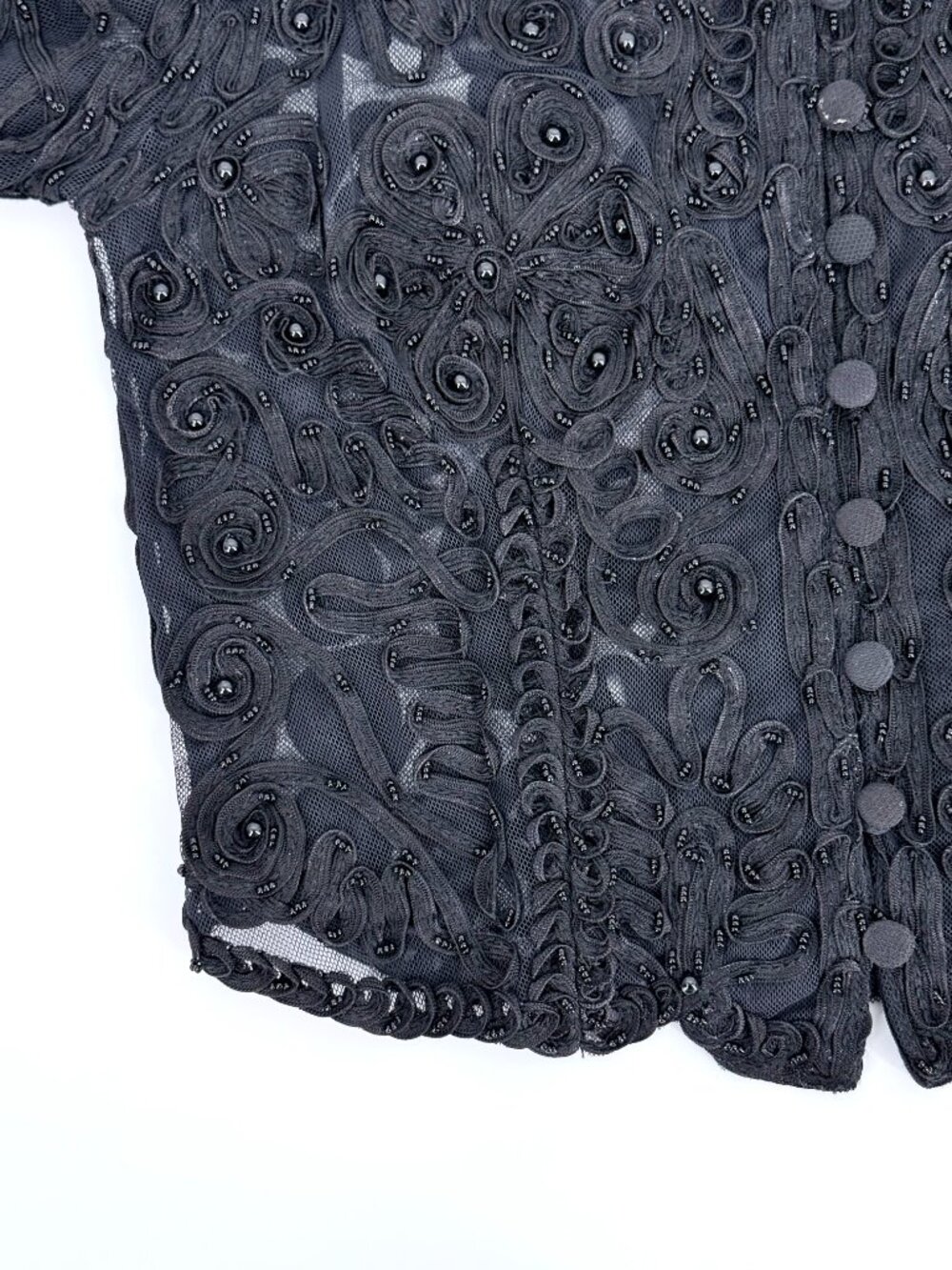 Cache Black Beaded Sheer Cropped Jacket - Picture 4 of 12